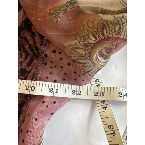 Jaipur 90's Y2K Pink Lace Floral Zip Long Sleeve Top Fairy Sequin Metallic XL - Picture 9 of 10